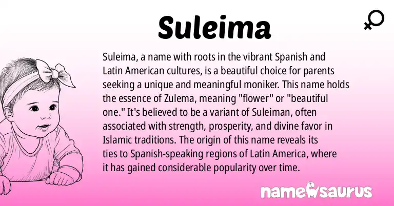 Infographic about Suleima name meaning, Suleima is a name from Spanish (Latin American) origin(s).