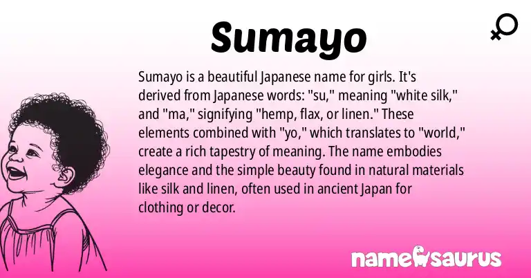 Infographic about Sumayo name meaning, Sumayo is a name from Japanese origin(s).