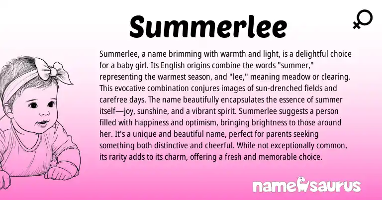 Infographic about Summerlee name meaning, Summerlee is a name from English origin(s).