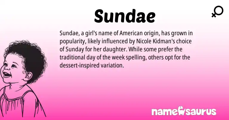 Infographic about Sundae name meaning, Sundae is a name from American origin(s).