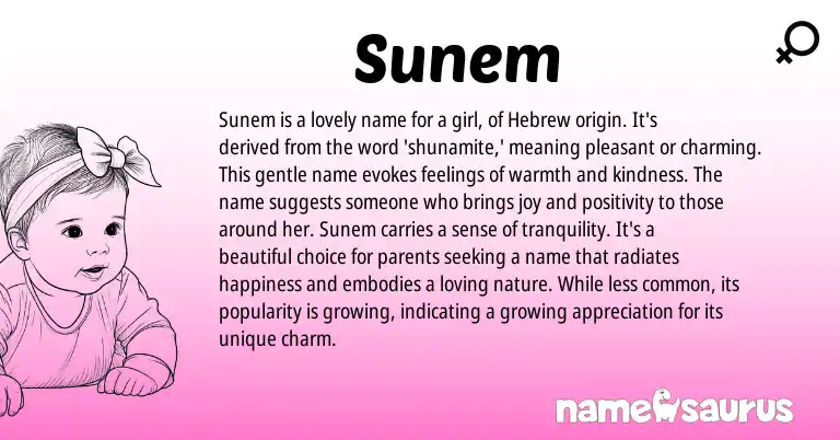 Infographic about Sunem name meaning, Sunem is a name from Hebrew, Biblical origin(s).