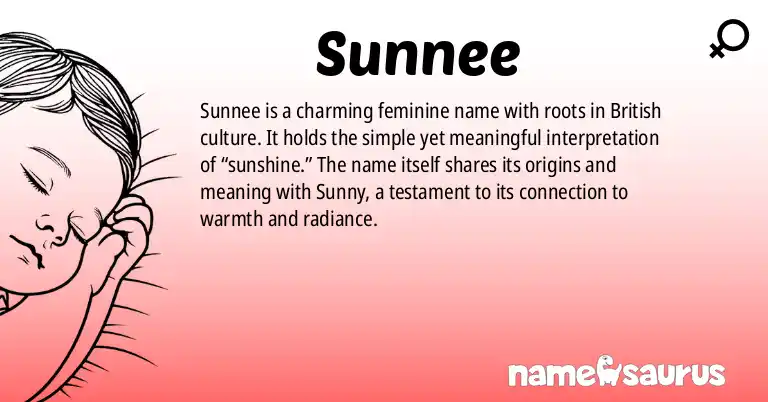 Infographic about Sunnee name meaning, Sunnee is a name from British origin(s).