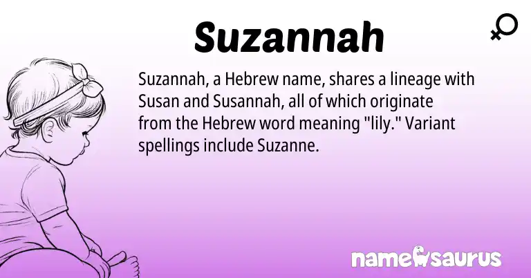 Infographic about Suzannah name meaning, Suzannah is a name from Hebrew origin(s).