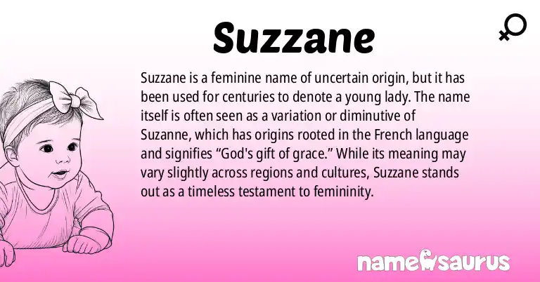 Infographic about Suzzane name meaning, Suzzane is a name from N/A origin(s).