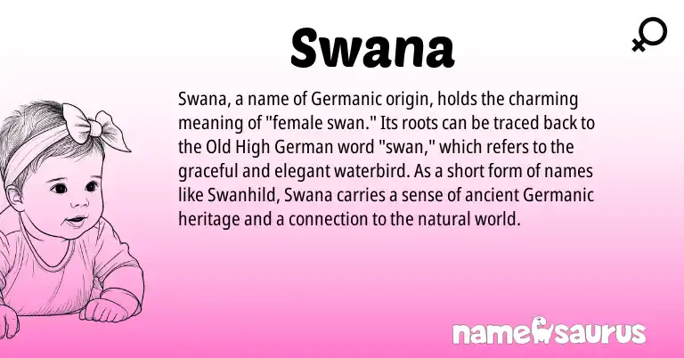 Infographic about Swana name meaning, Swana is a name from Old High German, Germanic origin(s).