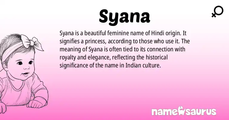 Infographic about Syana name meaning, Syana is a name from Hindi origin(s).