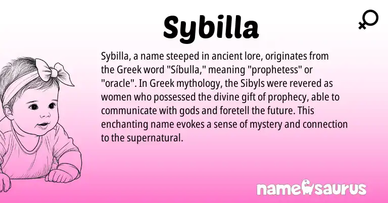Infographic about Sybilla name meaning, Sybilla is a name from Greek origin(s).