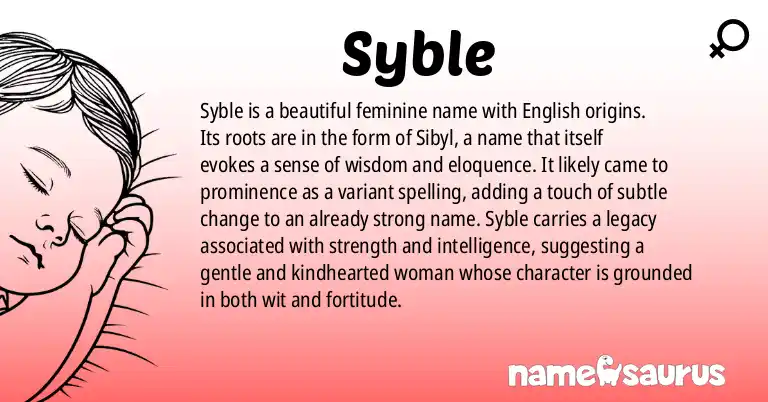 Infographic about Syble name meaning, Syble is a name from English origin(s).