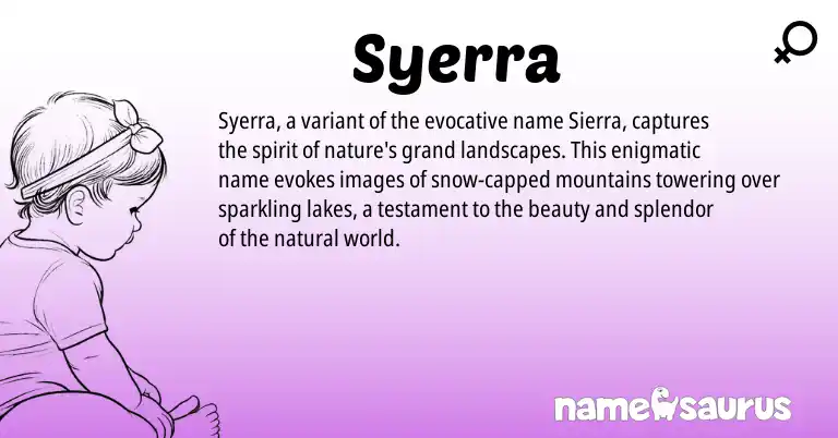 Infographic about Syerra name meaning, Syerra is a name from N/A origin(s).