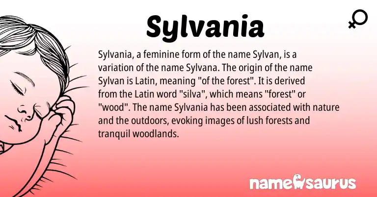 Infographic about Sylvania name meaning, Sylvania is a name from Latin origin(s).