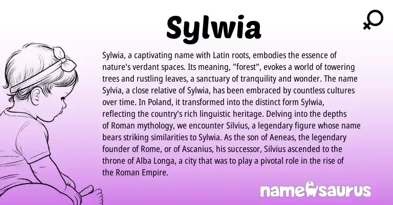 Infographic about Sylwia name meaning, Sylwia is a name from Roman, Latin origin(s).