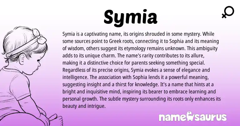 Infographic about Symia name meaning, Symia is a name from Greek, American origin(s).