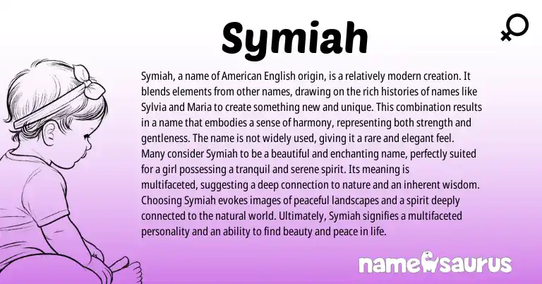 Infographic about Symiah name meaning, Symiah is a name from Hebrew origin(s).
