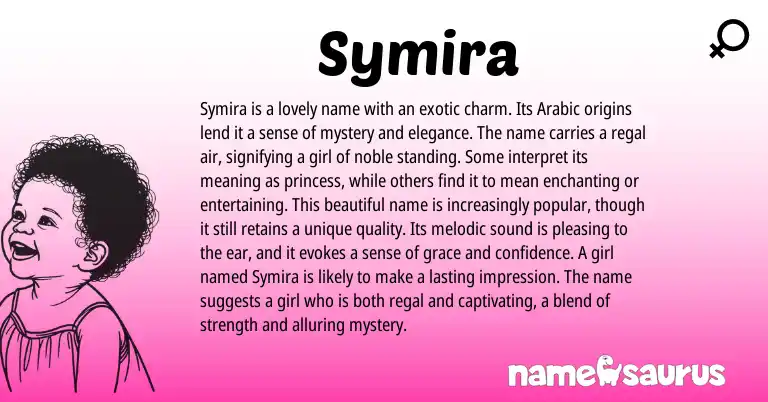 Infographic about Symira name meaning, Symira is a name from Arabic origin(s).