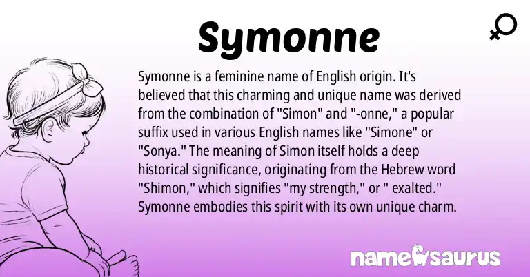 Infographic about Symonne name meaning, Symonne is a name from English origin(s).