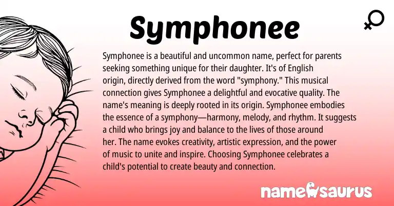 Infographic about Symphonee name meaning, Symphonee is a name from English origin(s).