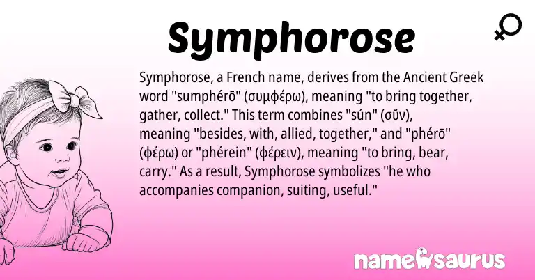 Infographic about Symphorose name meaning, Symphorose is a name from Ancient Greek, French origin(s).