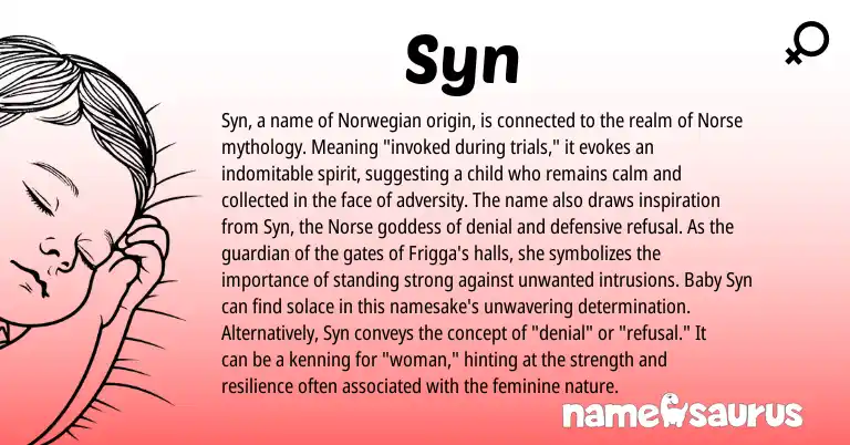Infographic about Syn name meaning, Syn is a name from Norwegian, Norse origin(s).