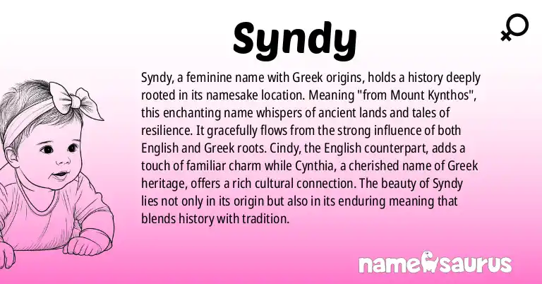 Infographic about Syndy name meaning, Syndy is a name from Greek origin(s).