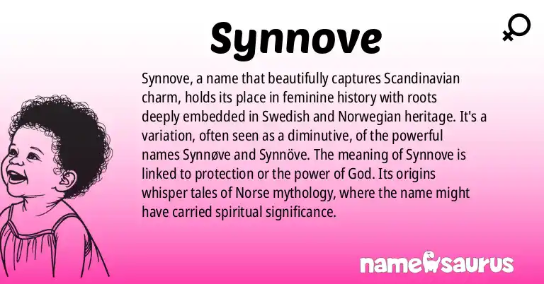 Infographic about Synnove name meaning, Synnove is a name from Swedish, Norwegian origin(s).