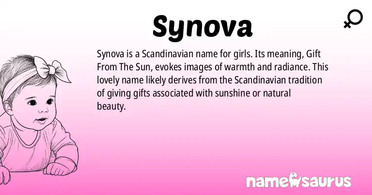 Infographic about Synova name meaning, Synova is a name from Scandinavian origin(s).