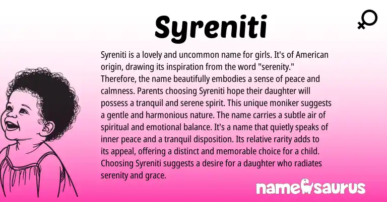 Infographic about Syreniti name meaning, Syreniti is a name from Other origin(s).