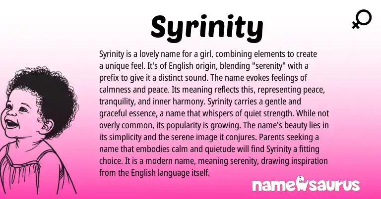 Infographic about Syrinity name meaning, Syrinity is a name from Other origin(s).