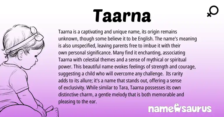 Infographic about Taarna name meaning, Taarna is a name from Hebrew origin(s).