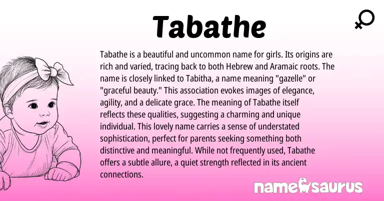 Infographic about Tabathe name meaning, Tabathe is a name from Hebrew origin(s).