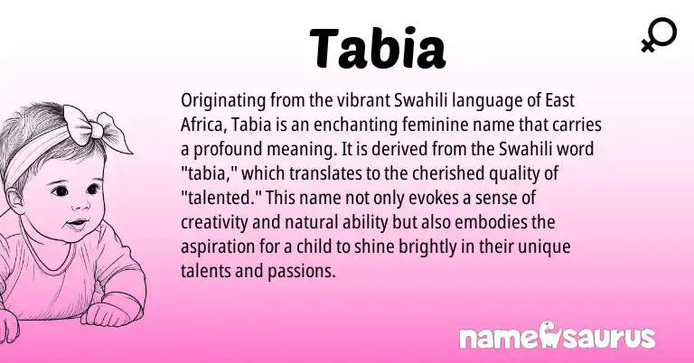 Infographic about Tabia name meaning, Tabia is a name from Swahili origin(s).