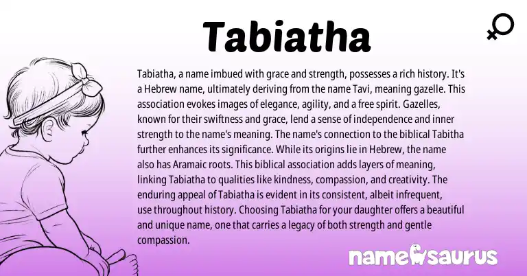 Infographic about Tabiatha name meaning, Tabiatha is a name from Hebrew, Aramaic origin(s).