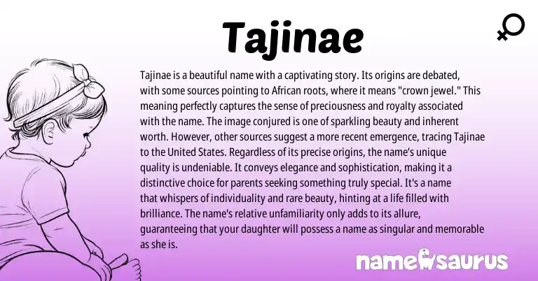 Infographic about Tajinae name meaning, Tajinae is a name from African origin(s).