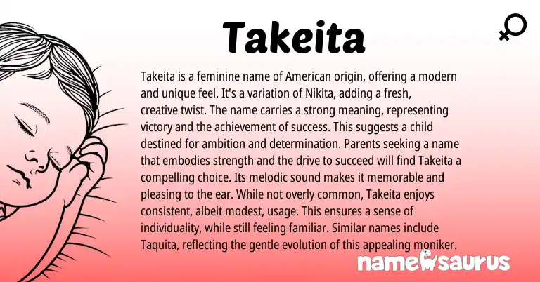 Infographic about Takeita name meaning, Takeita is a name from Other origin(s).