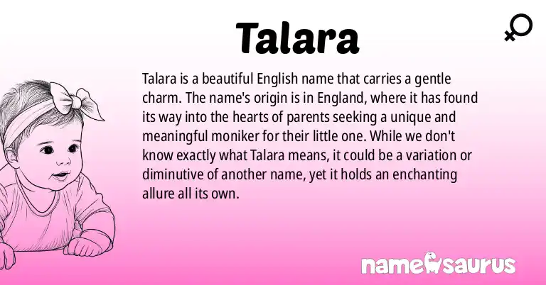 Infographic about Talara name meaning, Talara is a name from English origin(s).