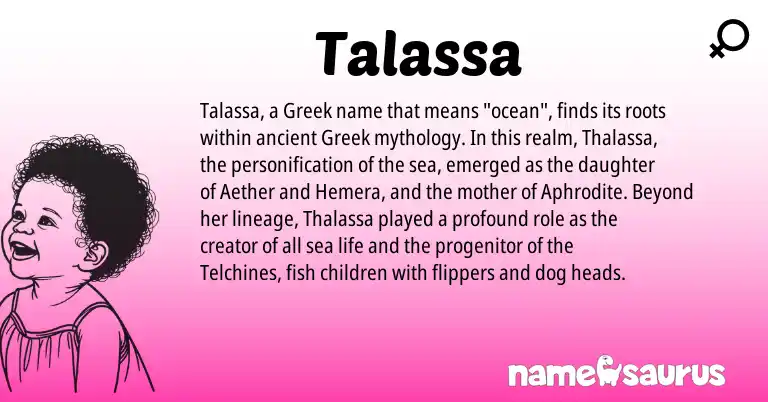 Infographic about Talassa name meaning, Talassa is a name from Greek origin(s).