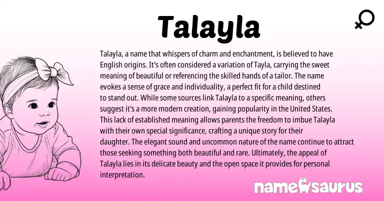 Infographic about Talayla name meaning, Talayla is a name from English origin(s).