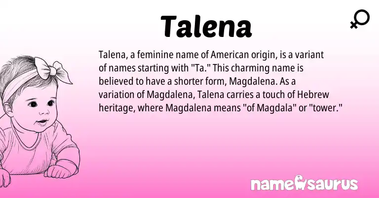 Infographic about Talena name meaning, Talena is a name from American, Hebrew origin(s).