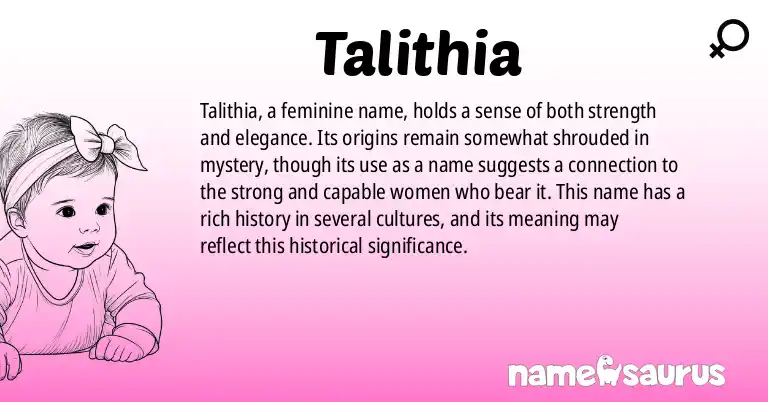 Infographic about Talithia name meaning, Talithia is a name from N/A origin(s).
