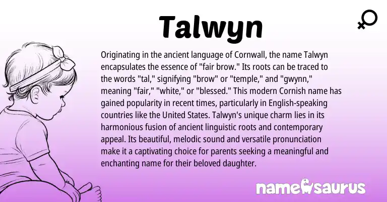 Infographic about Talwyn name meaning, Talwyn is a name from English, Cornish, United States origin(s).