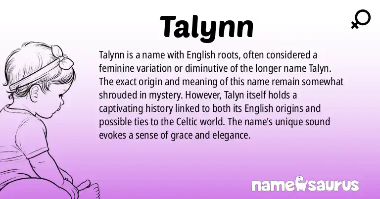 Infographic about Talynn name meaning, Talynn is a name from English origin(s).