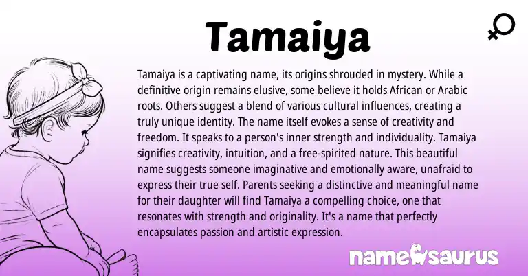 Infographic about Tamaiya name meaning, Tamaiya is a name from Japanese origin(s).
