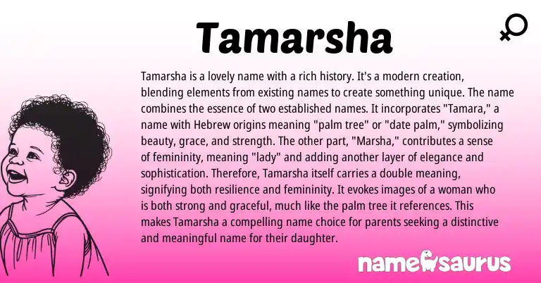 Infographic about Tamarsha name meaning, Tamarsha is a name from Hebrew origin(s).