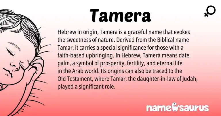 Infographic about Tamera name meaning, Tamera is a name from Hebrew origin(s).