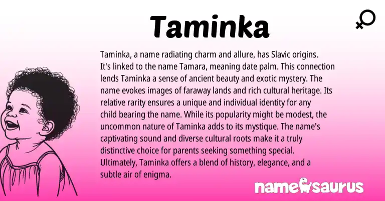 Infographic about Taminka name meaning, Taminka is a name from Slavic origin(s).