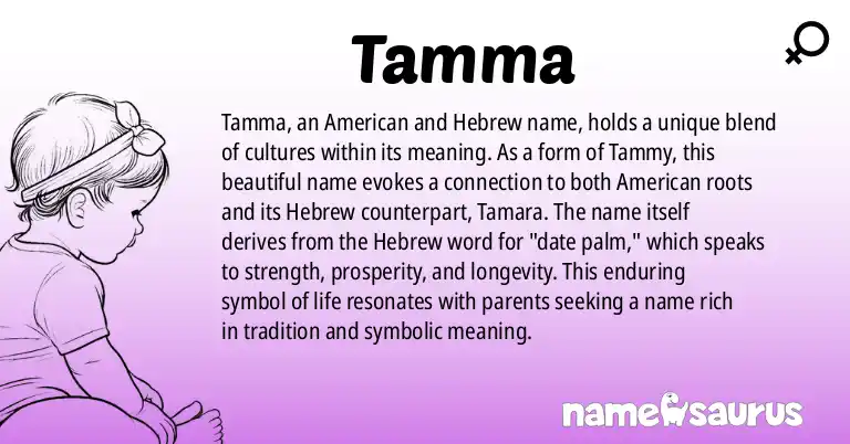 Infographic about Tamma name meaning, Tamma is a name from American, Hebrew origin(s).