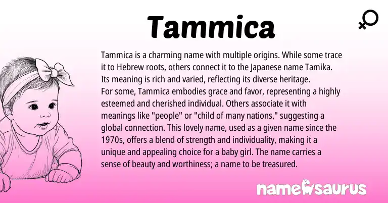Infographic about Tammica name meaning, Tammica is a name from Hebrew origin(s).