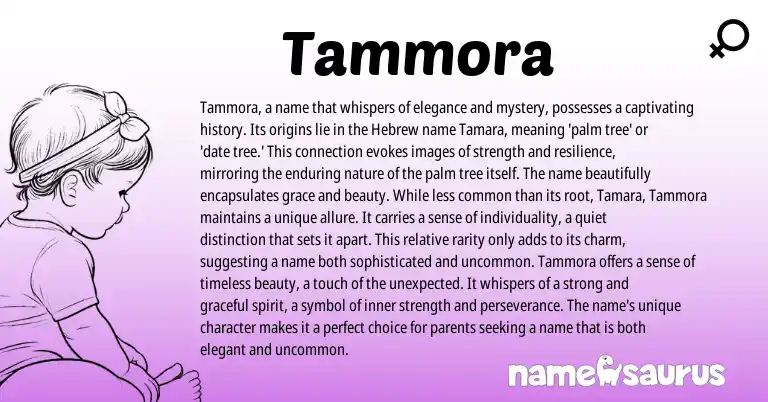 Infographic about Tammora name meaning, Tammora is a name from Hebrew origin(s).
