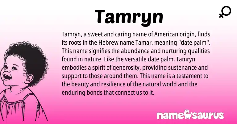 Infographic about Tamryn name meaning, Tamryn is a name from American, Hebrew origin(s).