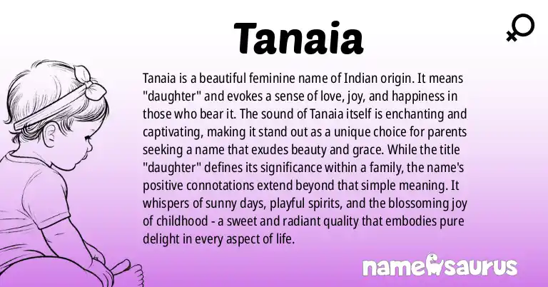 Infographic about Tanaia name meaning, Tanaia is a name from Indian origin(s).