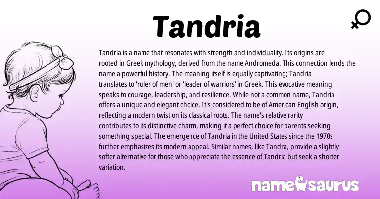 Infographic about Tandria name meaning, Tandria is a name from Greek origin(s).